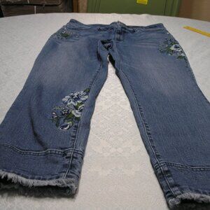 J Jill Embroidered Slim fit cropped jeans size 10